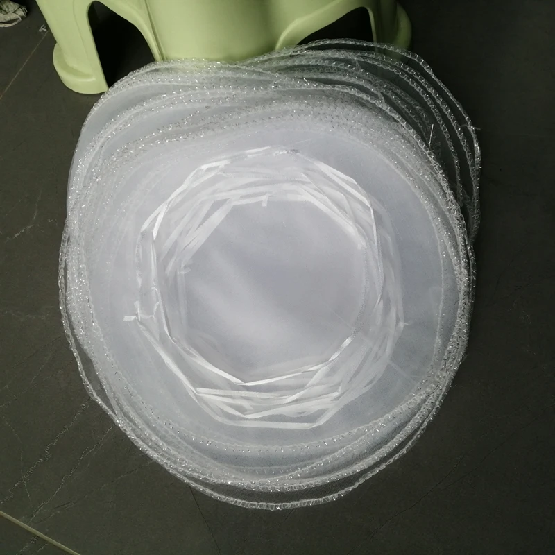 26cm 100pcs Round White Gift Packaging Bags Party Favor Bag For Wedding Christmas Women Organza Drawstring Package Display Pouch