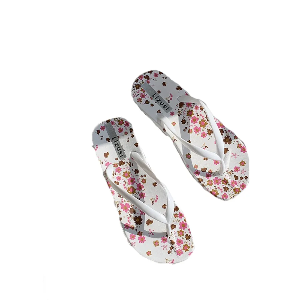 

Модные шлепанцы из ПВХ с цветочным рисунком, нескользящие милые пляжные тапочки для женщин, пляжная одежда, шлепанцы, пляжные сандалии