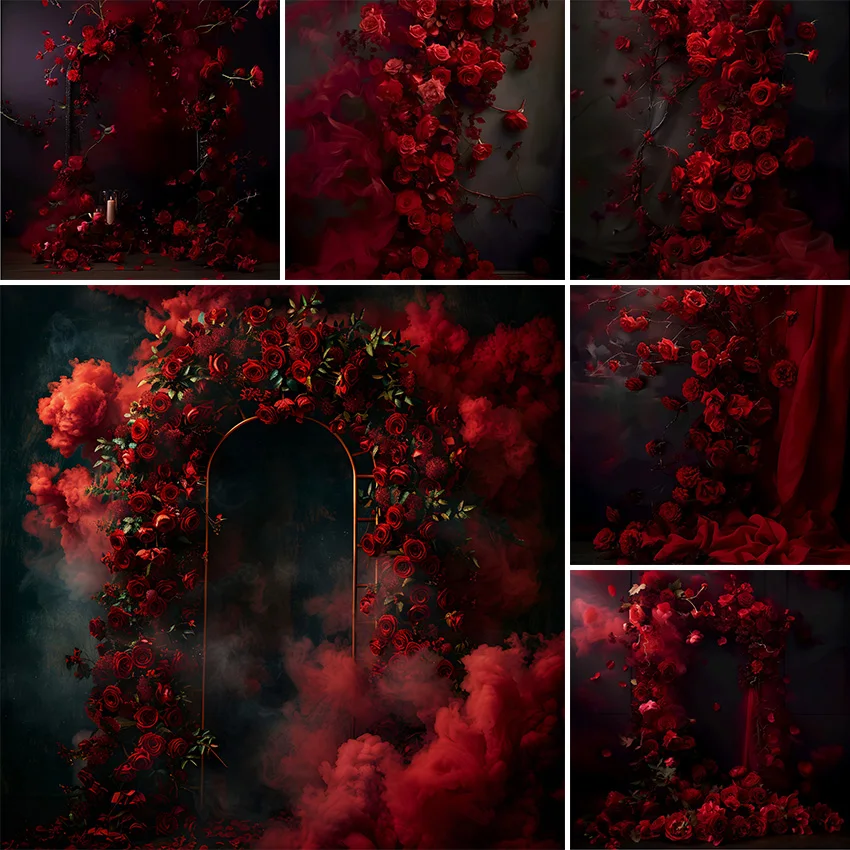 

Романтический фон для фотосъемки с красными цветами, арка, фон для дня рождения, беременных, свадебных портретов, декор для фотостудии