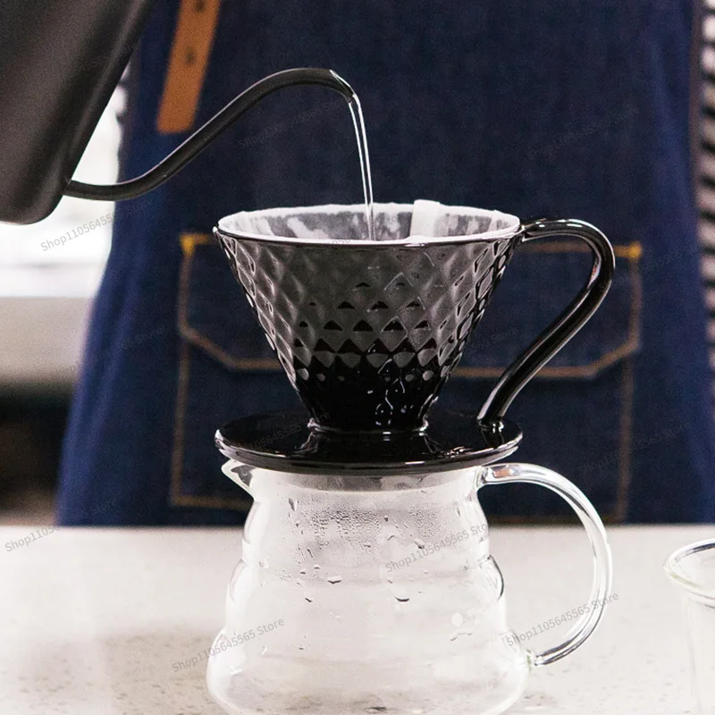 For Ceramic Coffee Filter Cup with Handle, Hand Brewed Coffee Filter Cup, V-shaped Drip Bucket Cup