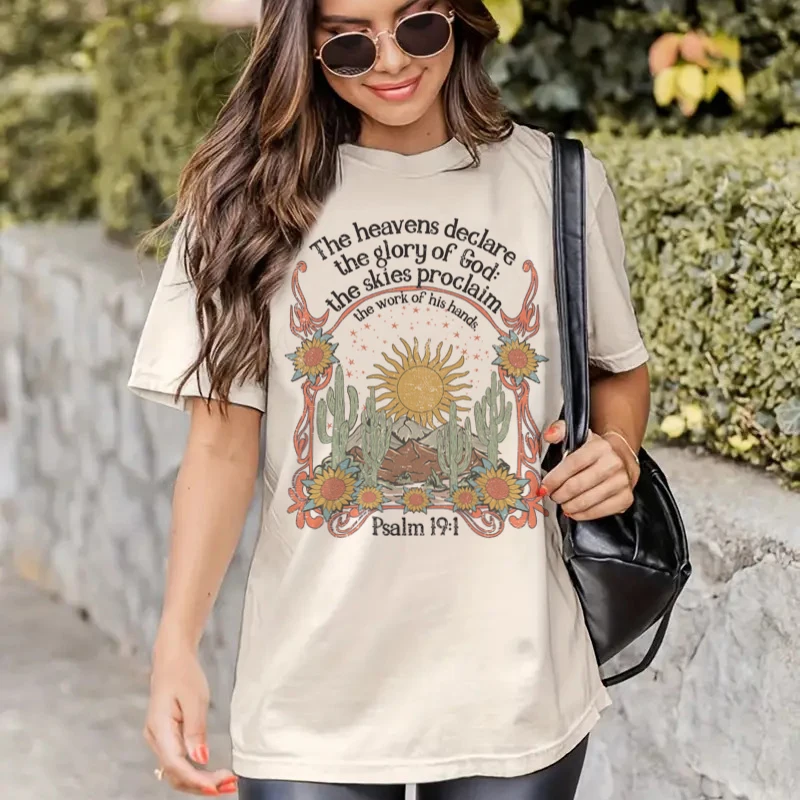 Psalm-Camisetas De Jesús Faith para mujer, camisa Vintage Boho con versículo bídico, inspiradora cristiana, Tops religiosos para mujer, 19:1