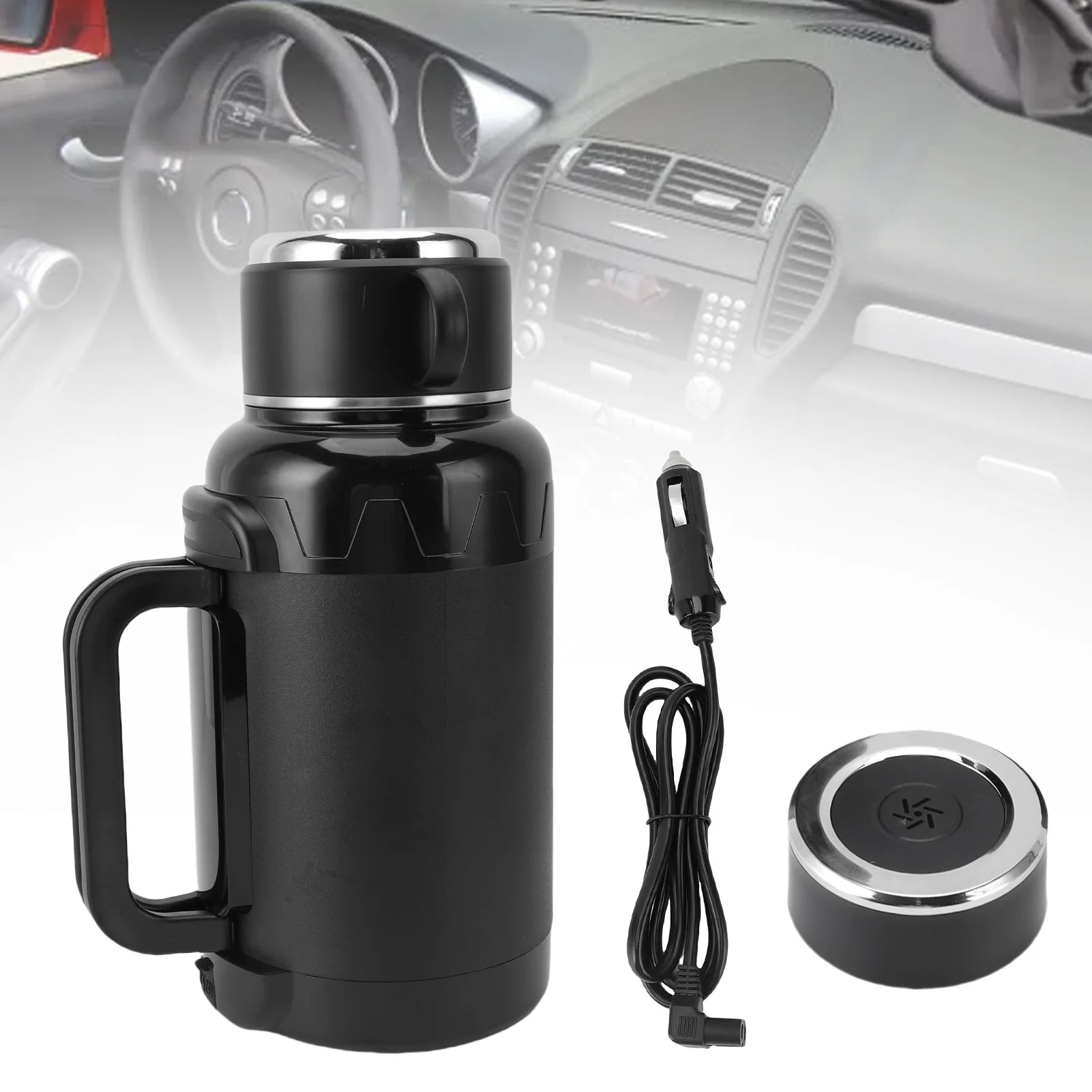 Car Hot Water Boiler 304 Stainless Steel Touch Control Foldable Handle Car Hot Water Heater 1500ML Anti Dry Burning for Milk