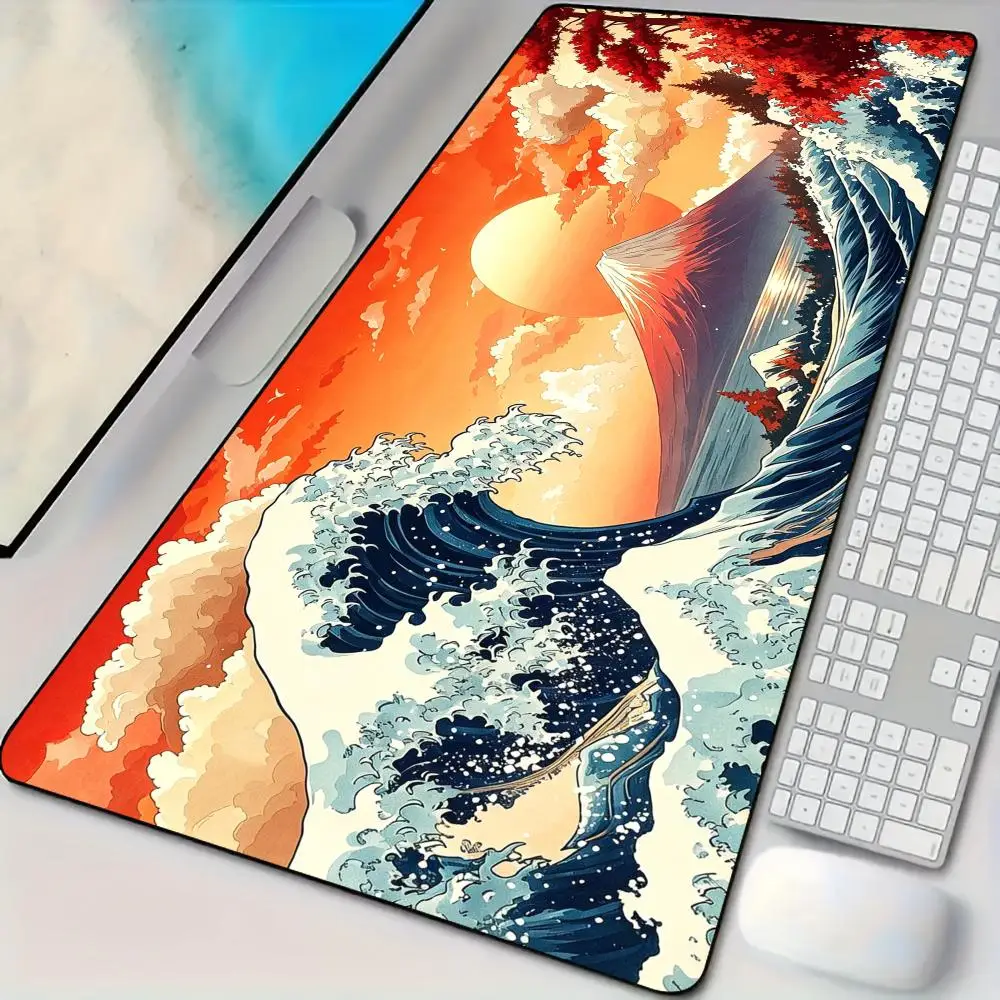 Retro waves and sunset Mouse Pad Desk Mat Large Computer Office Carpet XXL Mousepad Gamer Gaming PC Accessories Keyboard Rug