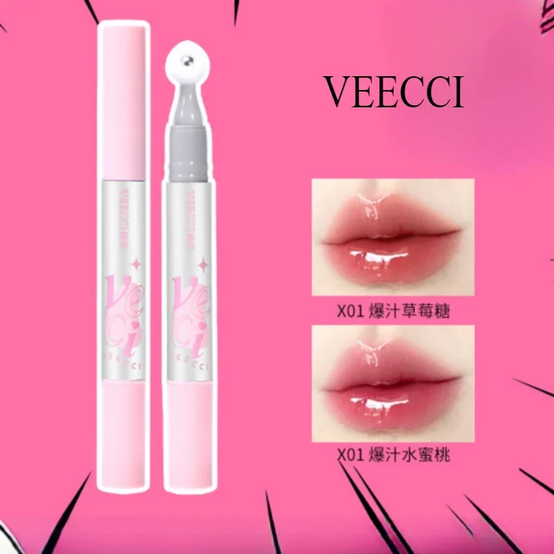 

VEECCI Crystal Clear Ice Iron Lip Gloss Light Mirror Long-lasting non-staining Cup Moisturizing Lipstick Makeup