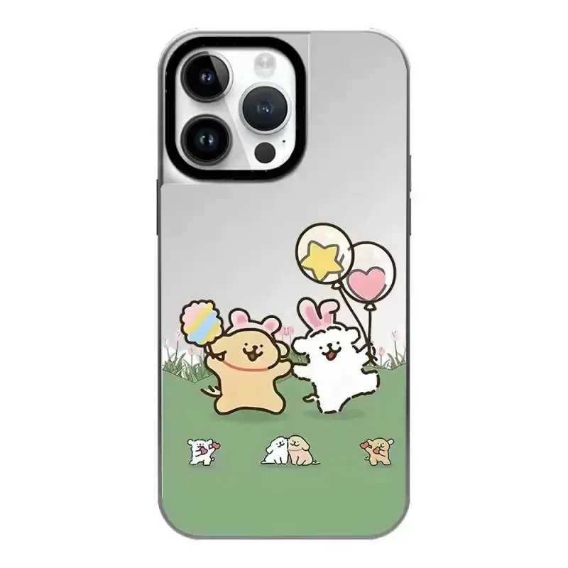 

Cute Dog Friends Mirror Silver Border Magnetic Phone Case Cover for IPhone 12 13 14 15 Pro Max Case for IPhone 15 Pro Max