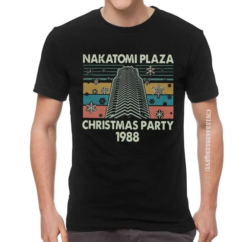 Vintage Nakatomi Plaza Christmas Party 1988 T Shirt Men Cotton Oversized T Shirts Culture Tee Tops Graphic Tshirt EMO Men