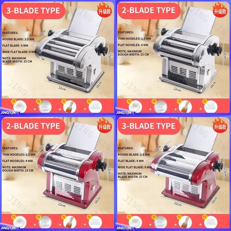 custom for Electric Pasta Maker Machine 4 Blade Stainless Steel Automatic Noodle Dough Press Roller Kitchen Tool 220V 180W
