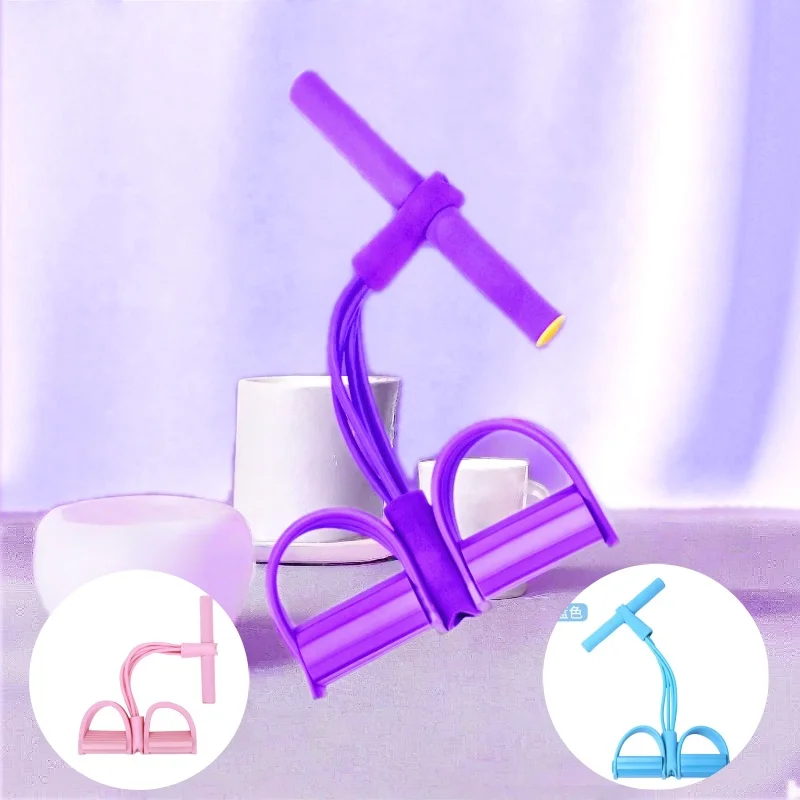 4‑Tube Pedal Tension Rope Multi‑Functional Household Fitness Elastic Band for Yoga Abdominal Body Exercise
