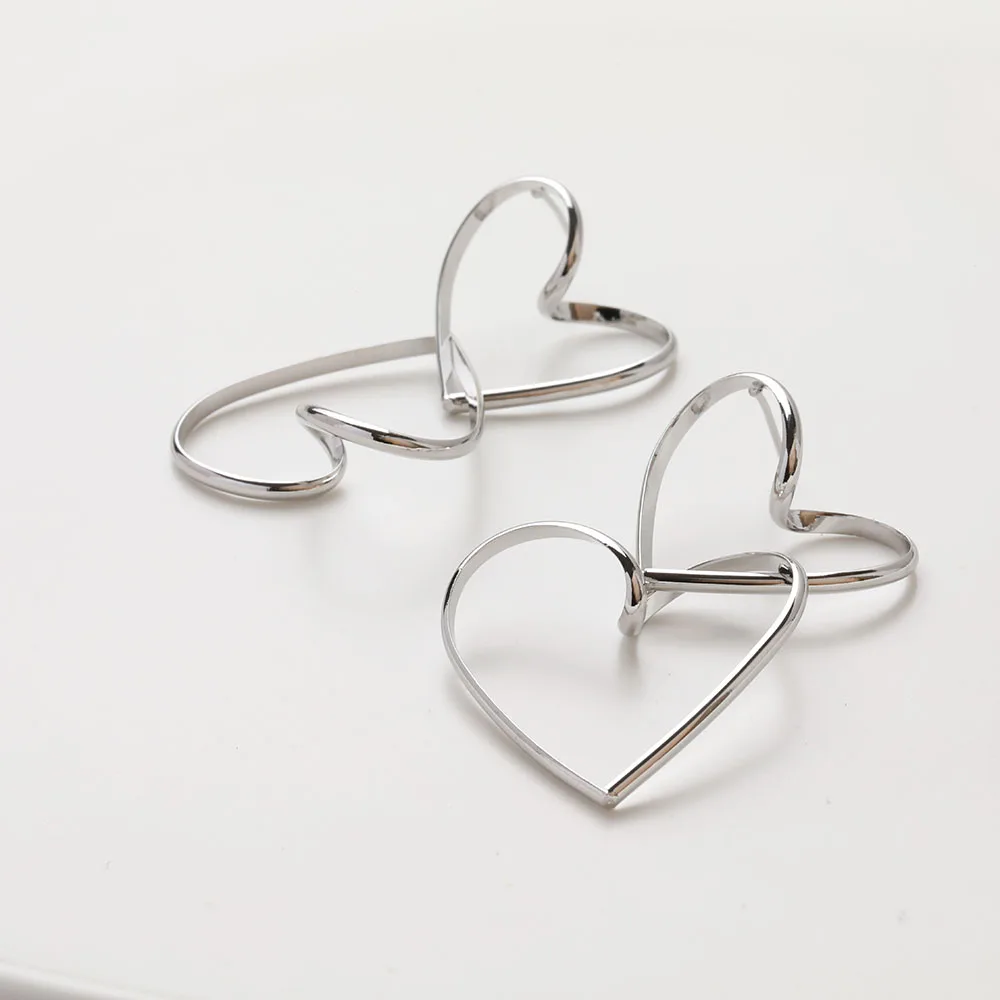 2 قطعة داينتي مزدوجة القلب الأذن ترصيع أقراط لصنع المجوهرات يدوية الصنع النحاس 14 كيلو مطلية بالذهب 52*32 مللي متر اكسسوارات