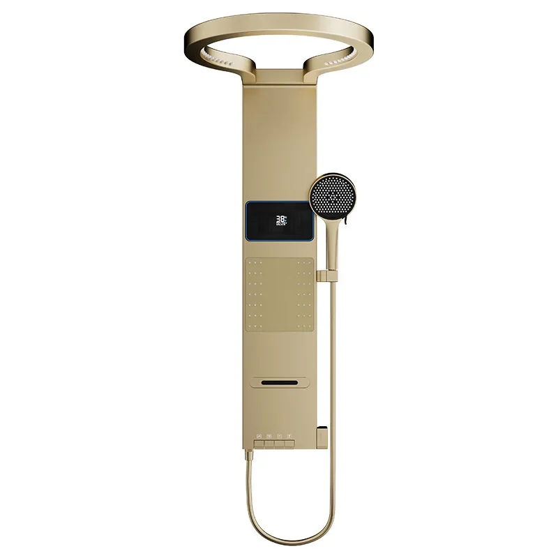 Pannello doccia a luce LED Cascata Pioggia Display digitale Set di rubinetti per doccia Schermo per doccia Sistema di set soffione a parete