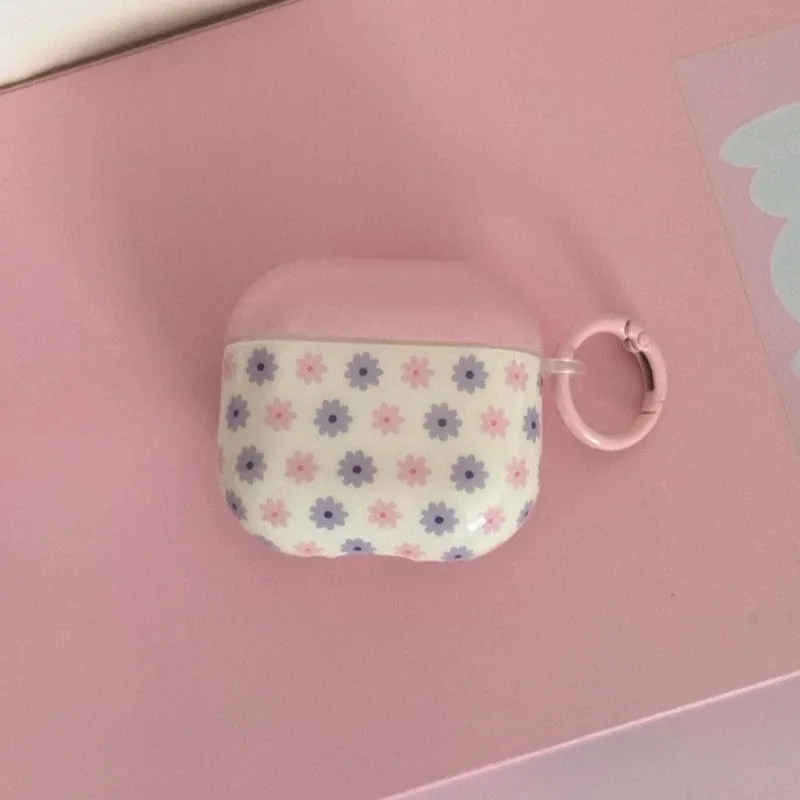 Korean Pink Purple Flower Case For Airpods 1 2 3 4 Cases For Airpods Pro Pro2 Pro3 Wireless Earphone Protective Cover with Hook - view 4