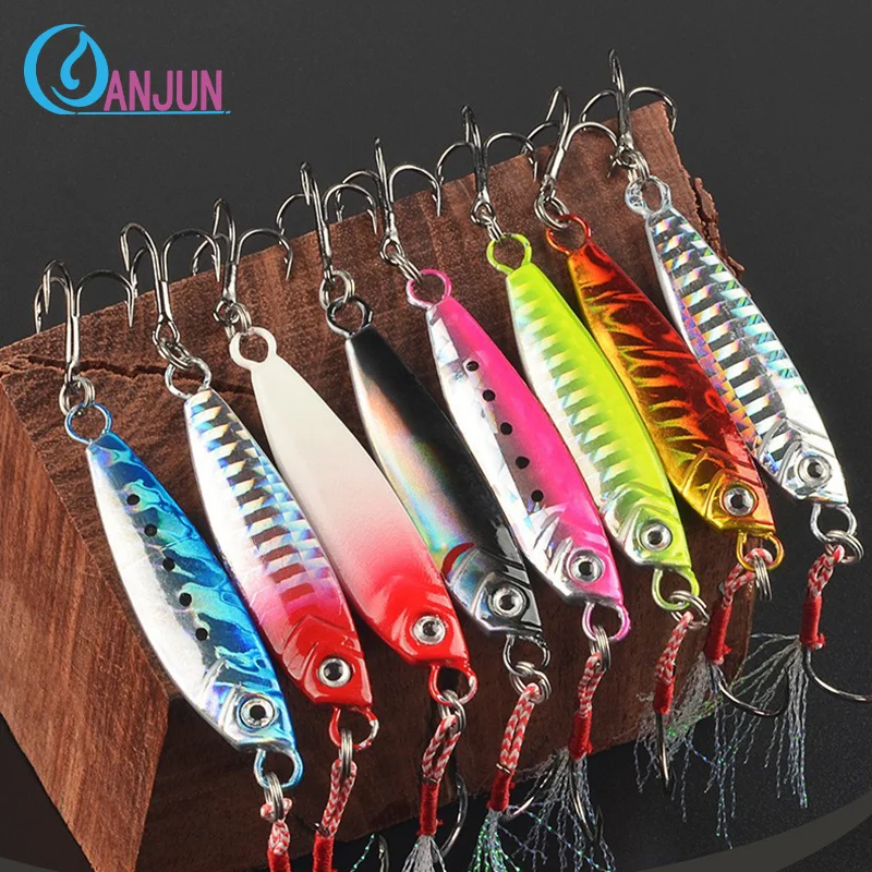 

5Pcs Metal Casting Jig 10g 15g 20g Shore Drag Cast Jigging Spoon Fishing Lure Artificial Bait Tackle Saltwater Lures