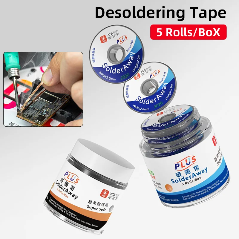 YCS Repair Home Super Soft Plus 2,0 мм оловянная поглощающая лента, проволочная лента для быстрого удаления остатков теплопроводности для электроники