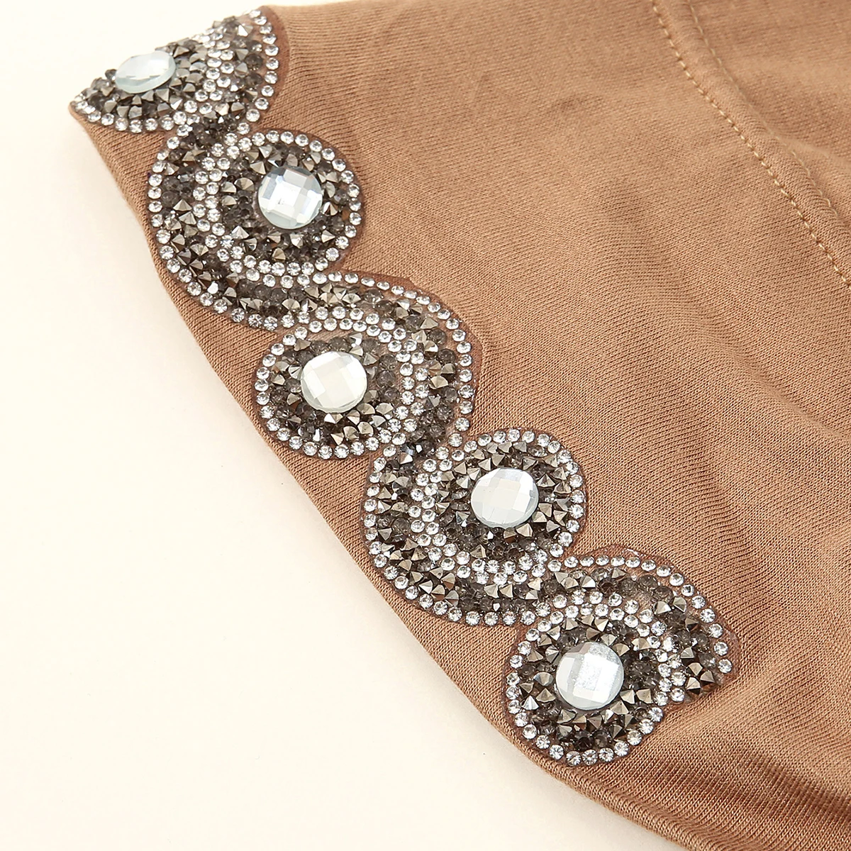 Women Shiny Rhinestone Caps Circle Diamond Fashion Curved Lace Undercaps Muslim Jersey Hijabs Turban Islam Elastic Tie Caps