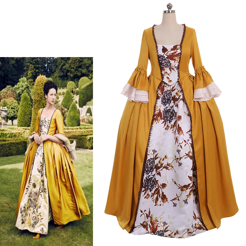 Medieval Victorian Outlander Claire Fraser Dress Women's Rococo Baroque Ball Gown Halloween Masquerade Marie Antoinette Outfit