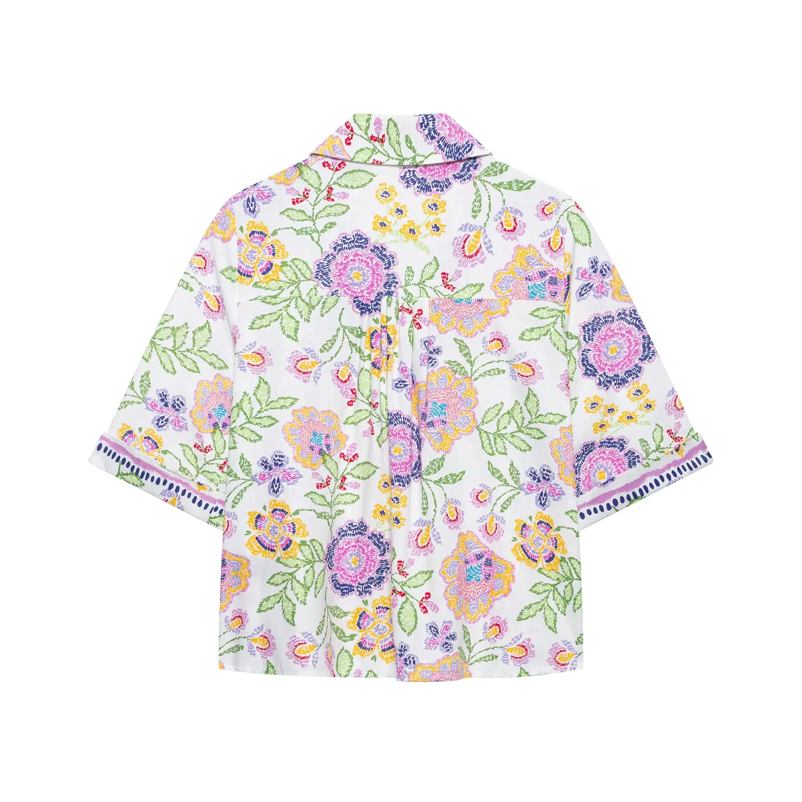 Willshela Women Fashion Printed Single Breasted Blouse Vintage Lapel Neck Short Sleeves Female Chic Lady Shirts view 2