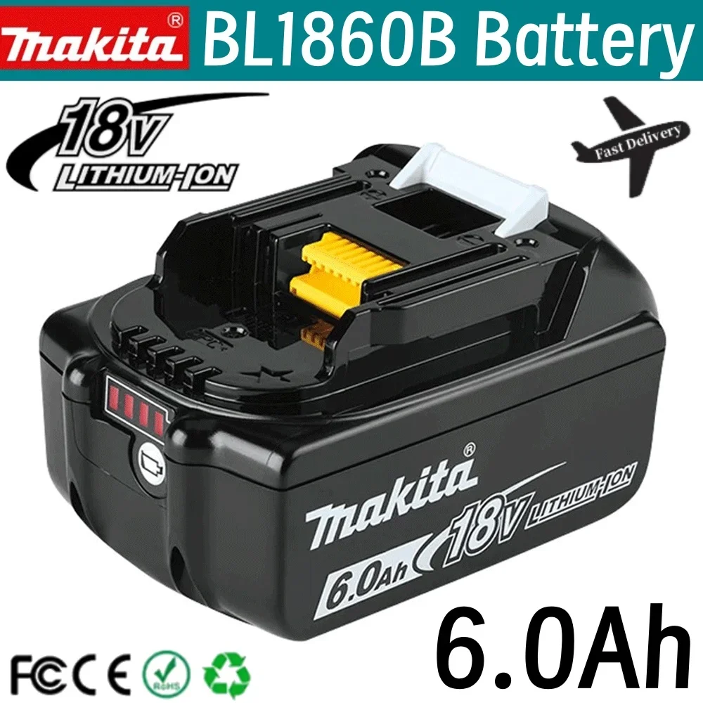 

6.0 Ah 100% Original Makita Rechargeable Power Tool Battery, Replaceable LED Lithium-ion, 18V LXT BL1860B BL1860BL1850 BL1830