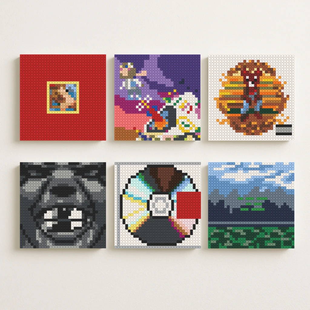 K-Kanye West Rap Hip Hop Music Album Cover Poster Building Blocks Mosaic Pixel Art Brick Painting Living Room Wall Decoration