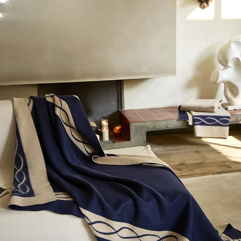 French cashmere blanket double-sided sofa blanket nap blanket single double four-season