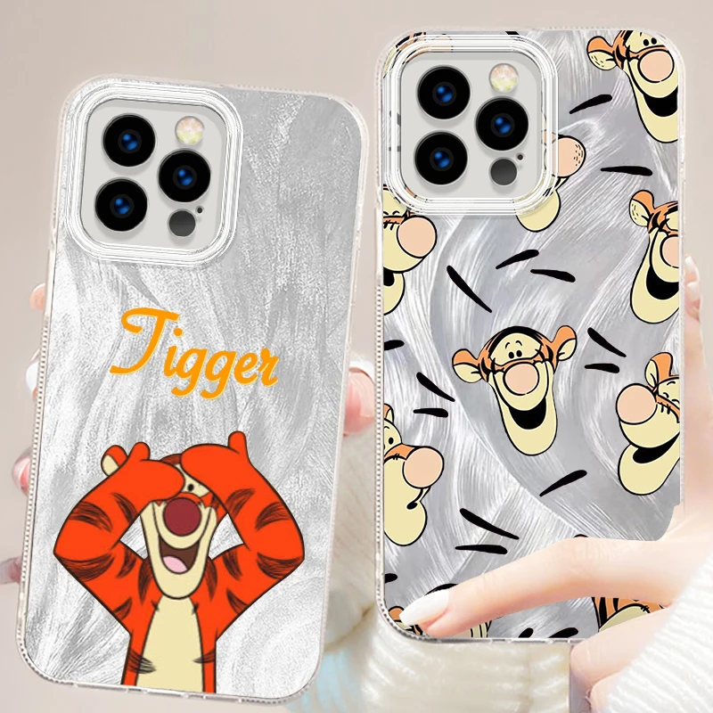 Tigger En Winnie De Pooh Voor Iphone 15 14 13 12 11 Xs X Xr 8 7 Pro Max Plus Veren Garen Siliconen Telefoonhoesje