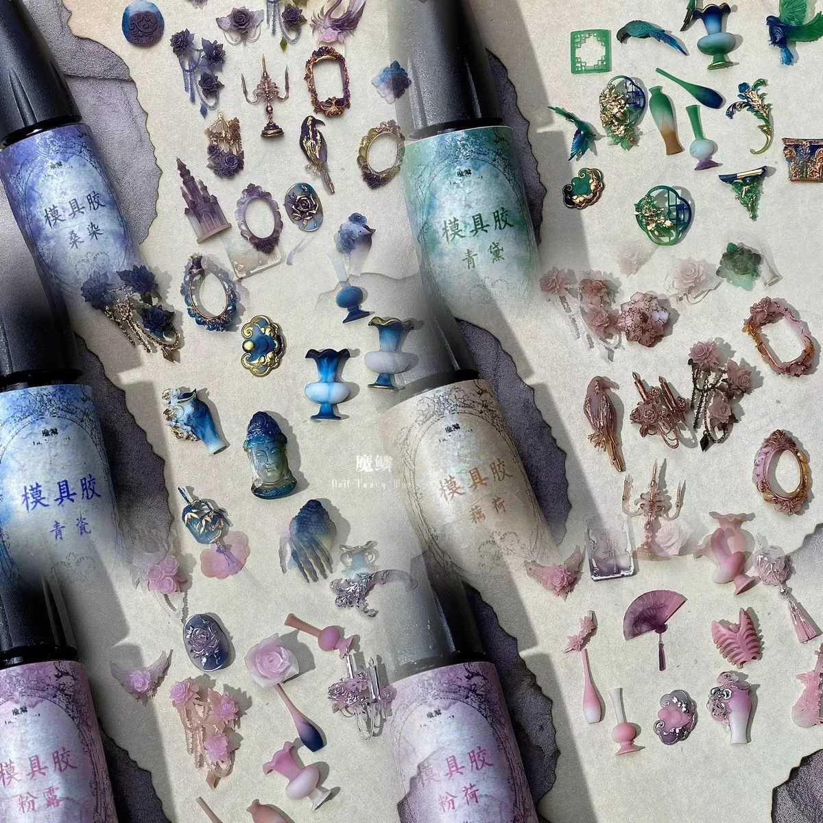 1Pc Geschnitzte Gel für Nagel Form UV Gel Kristall Kleber Transluzenten 3D Acryl Form Werkzeug Set Pro Nagel saloon DIY Silikon Nail art Gule