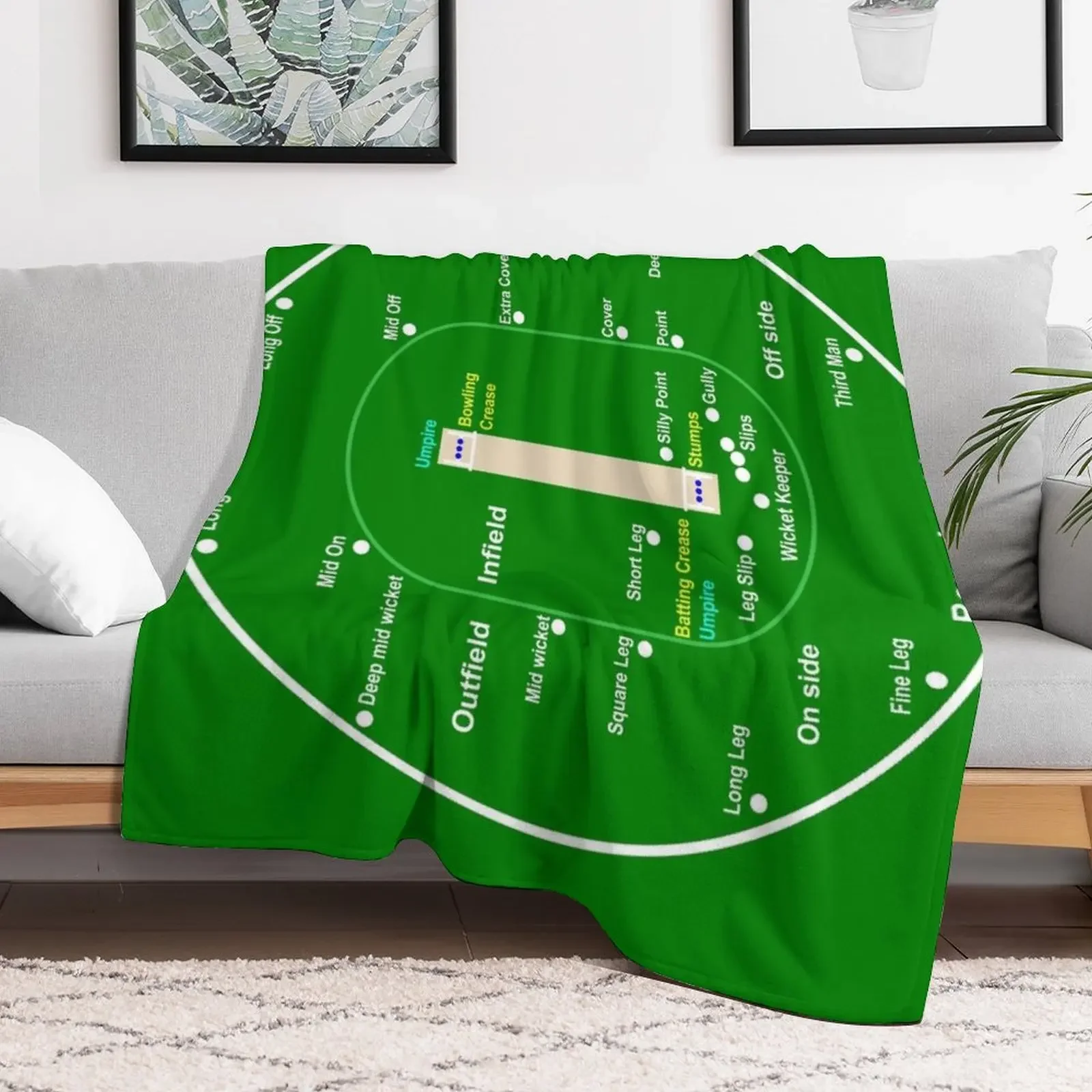 Cricket Pitch Layout Throw Blanket Large Flannel Comforter Blankets