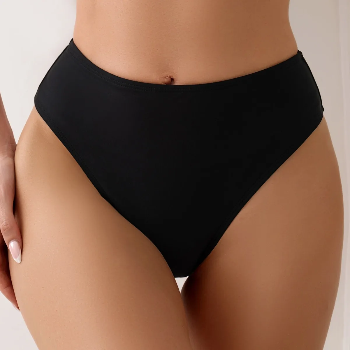 

Sexy Bikini Low Waist Basic Style Wrinkled Swimsuit Swimsuit Pants for Women