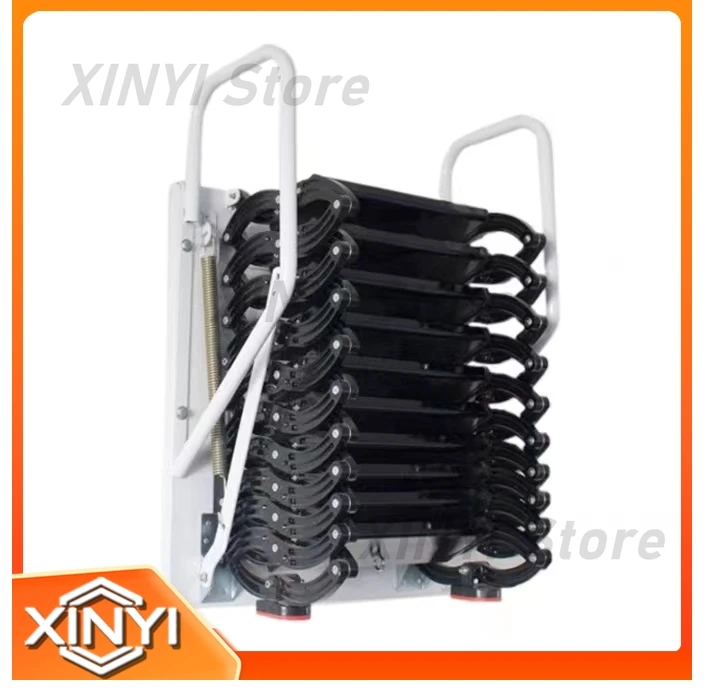 Aluminum Alloy Single Step Extension Scissor Ladder Wire Rope Sling for Loft Attic Restaurant Storage Space Multi Purpose