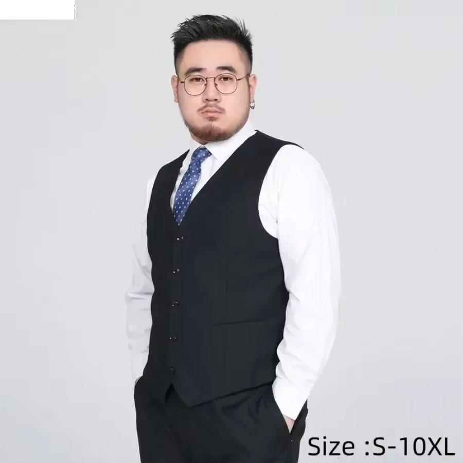 

Elegant Style Men's Suit Vest Fashion Single Breasted V-neck Business Formal Male Vest Gentleman Waistcoat Plus Size S-10XL