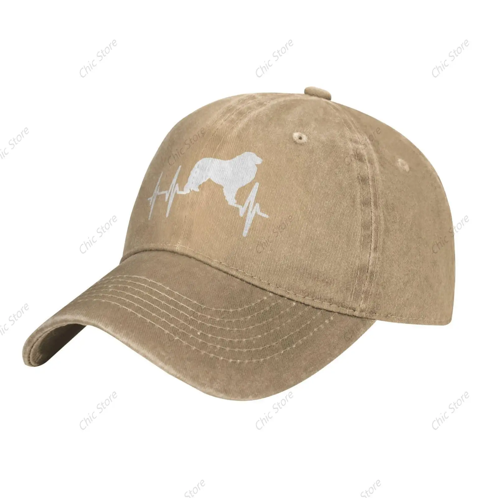 Great Pyrenees Heartbeat Cowboy Cap Adjustable for Men Women Vintage Wash Baseball Cap Unisex Trucker Hat