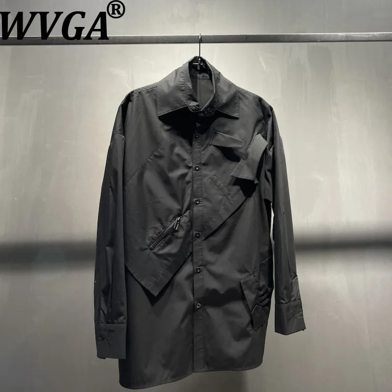 WVGA Spring Autumn New Men Tide Original Design Dark Style Long Sleeve Shirts Niche Chic Casual Irregular Trendy Tops Ins W17663