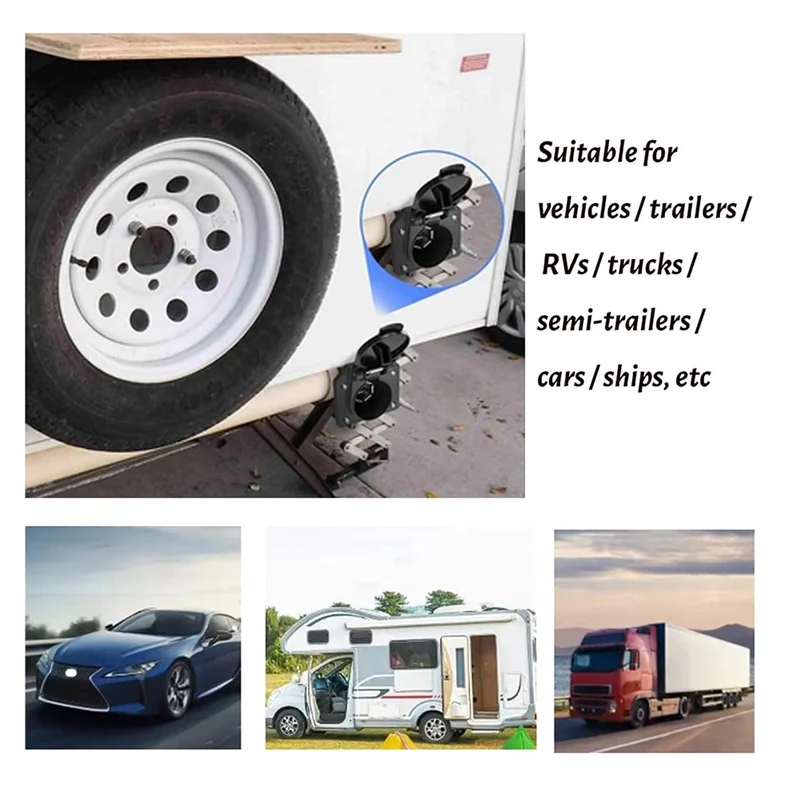 B90B-7 Pin Trailer Plug 7-Way RV Trailer Connector Electrical Trailer Wire Adapter Quick Converter With Mounting Bracket