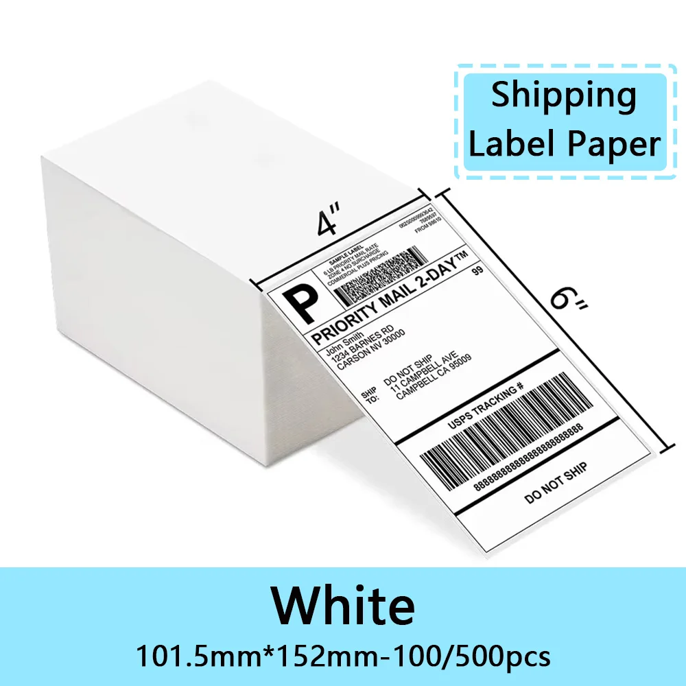 Papel de etiquetas térmicas de 4 "x 6", 100x150mm, 100/500 Uds. Para etiquetas de envío térmico, código de barras DHL UPS Express para 9220/9210/246S/D200