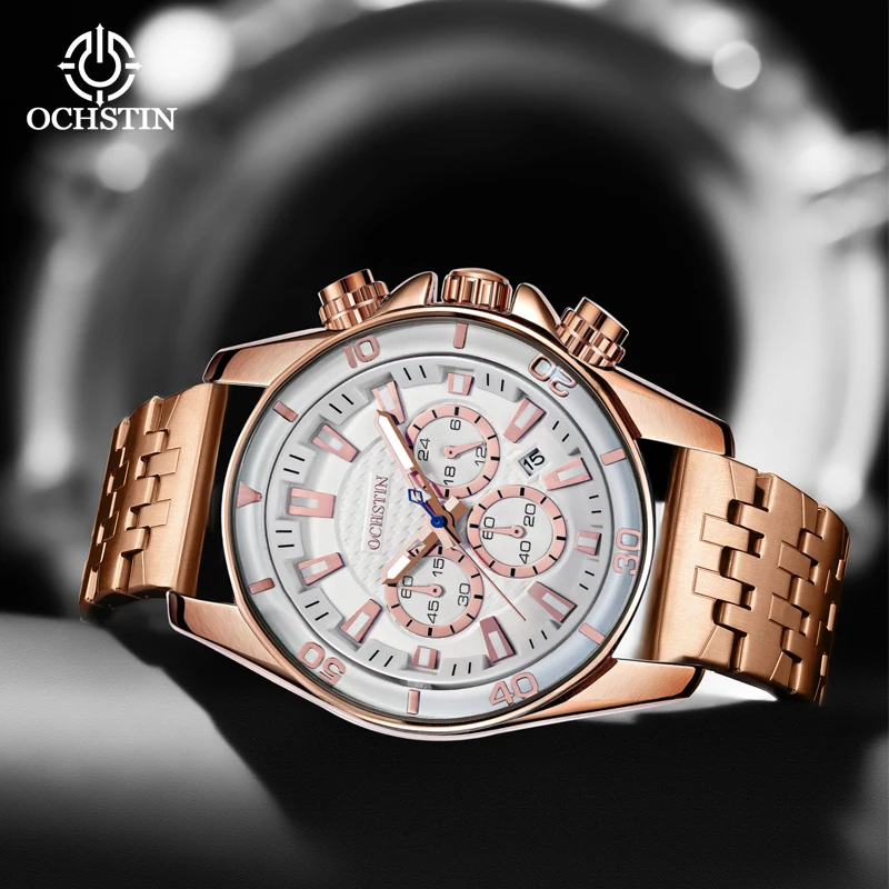 OCHSTIN Navigator Series Quartz Watch Man Stainless Steel Strap Accurate Multifunctional Movement Waterproof Watches Male