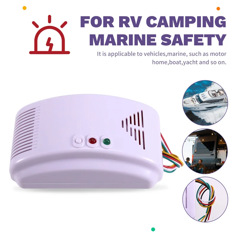 Sensor de alarma de Gas de 12V de seguridad marina, Detector de fugas de propano y butano GLP, Flash LED resistente al agua, advertencia de sonido para RV y Camping