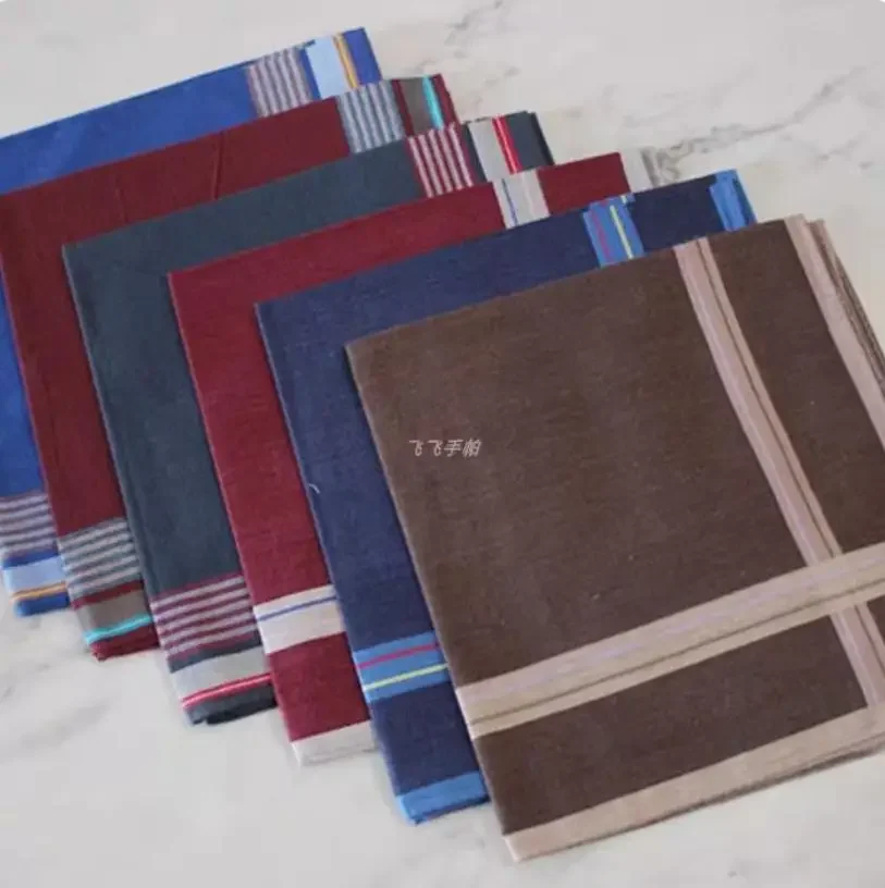 38x38cm，Japanese men's  pure cotton dark checkered series handkerchief/handkerchief, large handkerchief