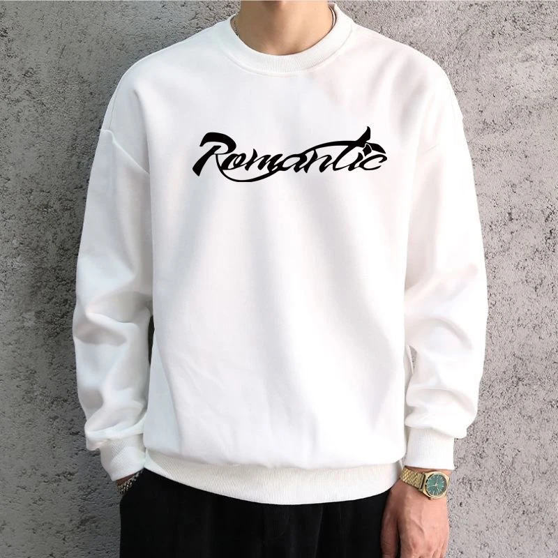 Men Oversized White Graphic Sweatshirts Hoodied M Printed Long Sleeve T-shirt Cotton Hiphop Tees Sports Top Men Clothing