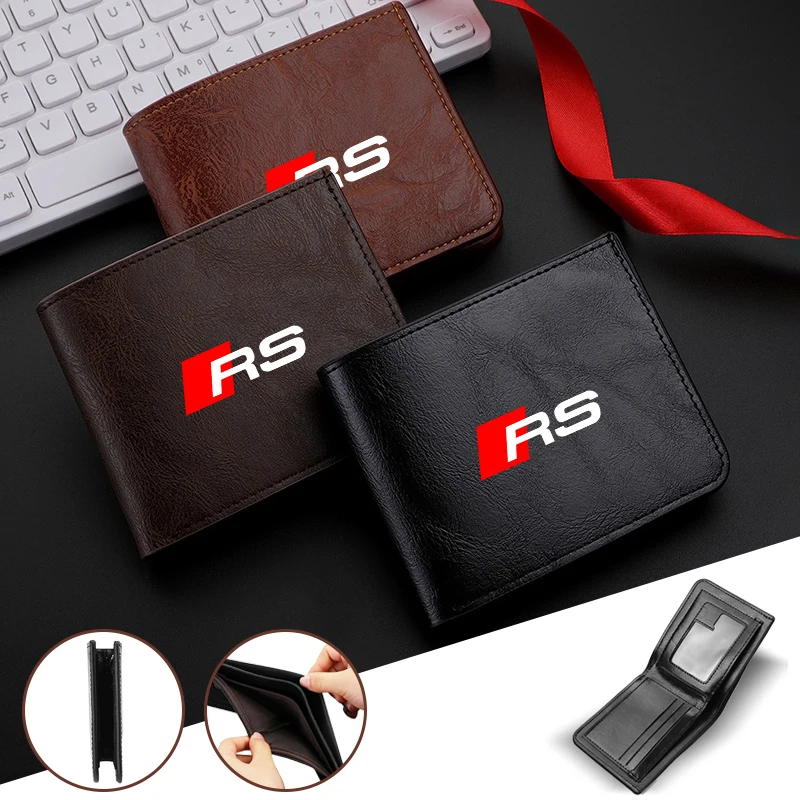 

Leather Car Short Men Wallet Purse With Card Holder For Audi RS5 RS6 Airoad A3 Q5 Q7 Q3 A4 A6 A5 A1 A8 Q8 Q2 A7 Quat Accessories