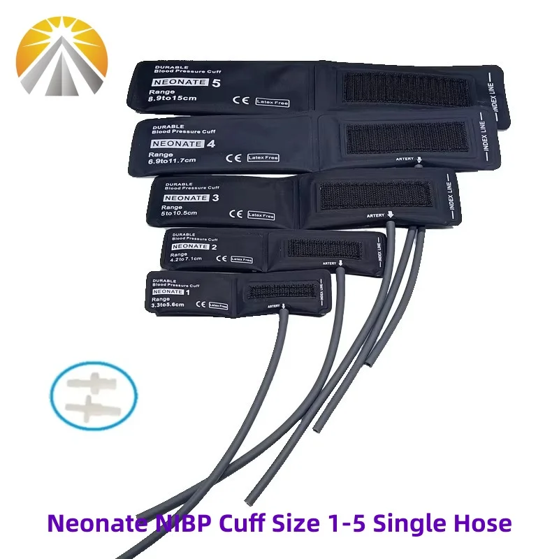 All Sizes Neo 1 to Neo 5 Reusable Noninvasive Blood Pressure NIBP Cuff With Single Tube One Hose For Neonate Patient Monitors