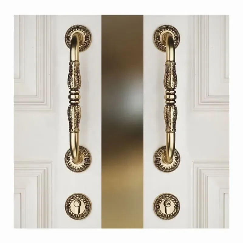 High Grade Pure Copper Split Door Lock French Light Luxury Brass Handle Villa Door Real Gold Plated Hardware Real Gold Plated