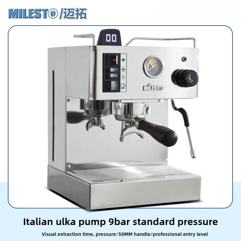 MILESTO EM-18 Elegant Three Generations Home Italian Semi-automatic Coffee Machine Boiler TOD Temperature Control 220V Steam