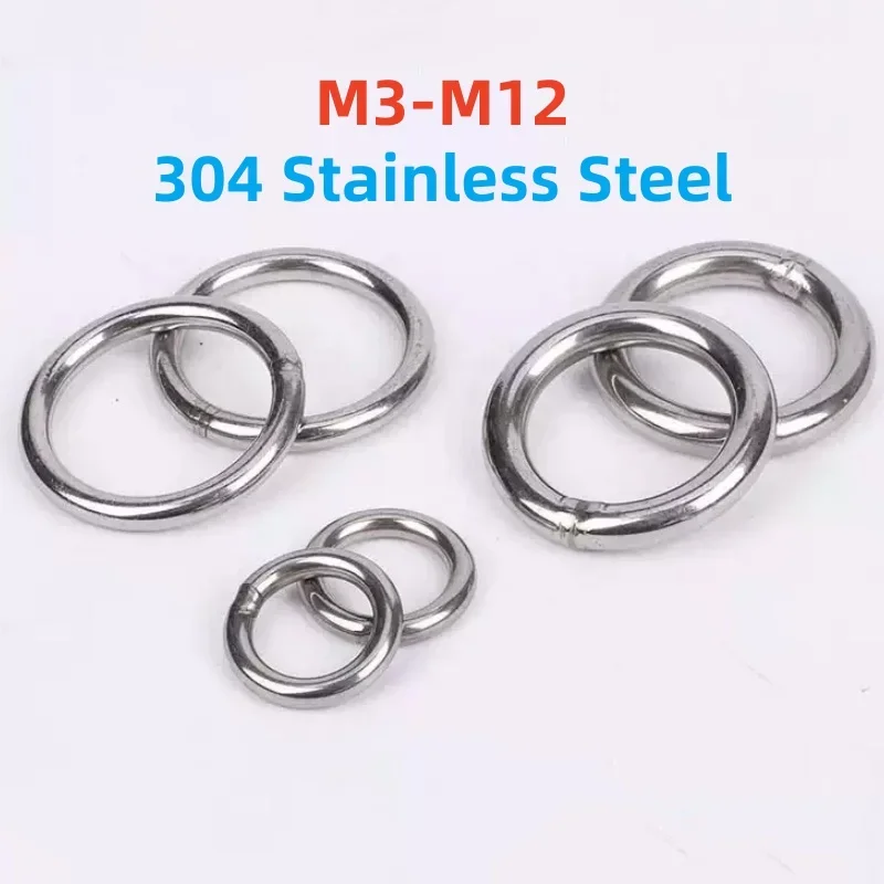 Sus304 Stainless Steel O Ring M3 M4 M5 M6 M8 M10 M12 Solid Welded O Ring Diameter 15-500mm Strapping Welded Round Rings