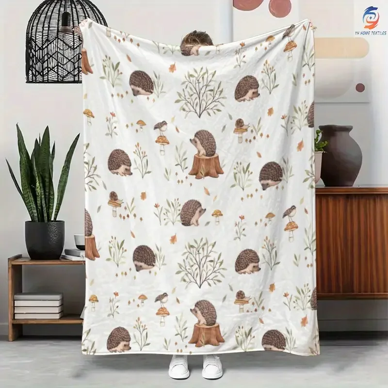 

1 милое одеяло с изображением ежика, идеальный подарок — фланелевое одеяло с цифровым принтом для дивана, кровати, кемпинга и праздников