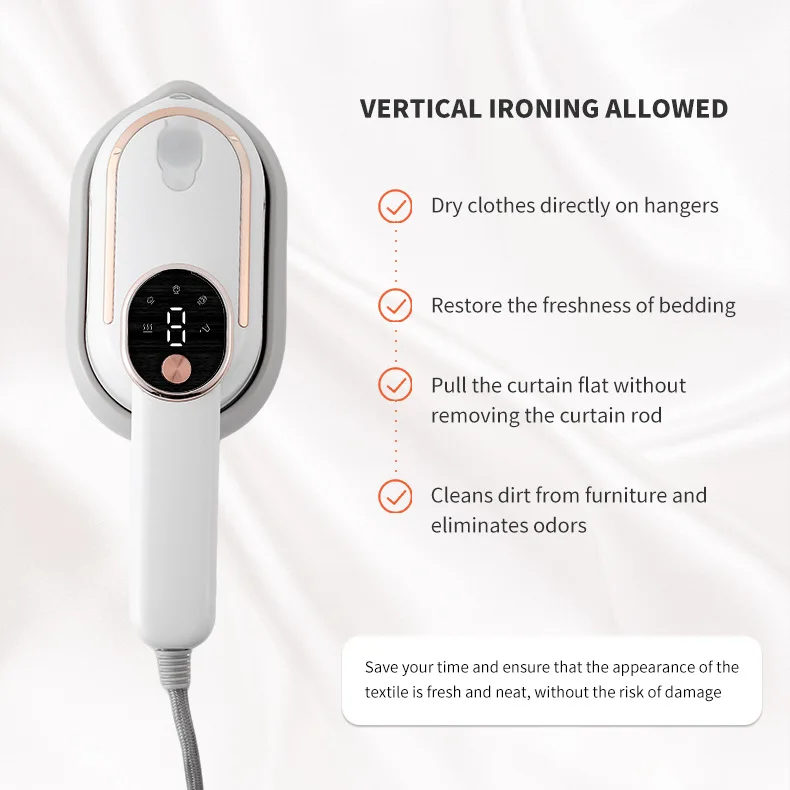 Handheld Steam Iron Foldable Garment Steamer 1200W Power Portable 3 Speed Steamer LCD Display Touch Screen Rotary Electric Iron