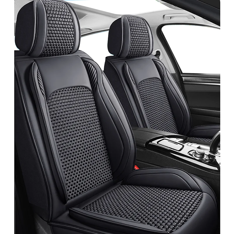 

Universal Full Coverage Car Seat Covers Summer Cool Leather Breathable Handmade Auto Seat Cover Mat Pad Auto Accessories Gifts