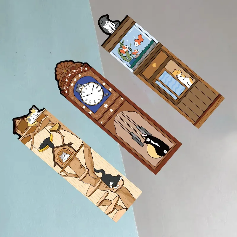 30Pcs Cat Life Bookmark Cartoon Cute Decorative Reading Book Labeling Student Stationery DIY Journal Bookmark Creative Gifts  ﻿