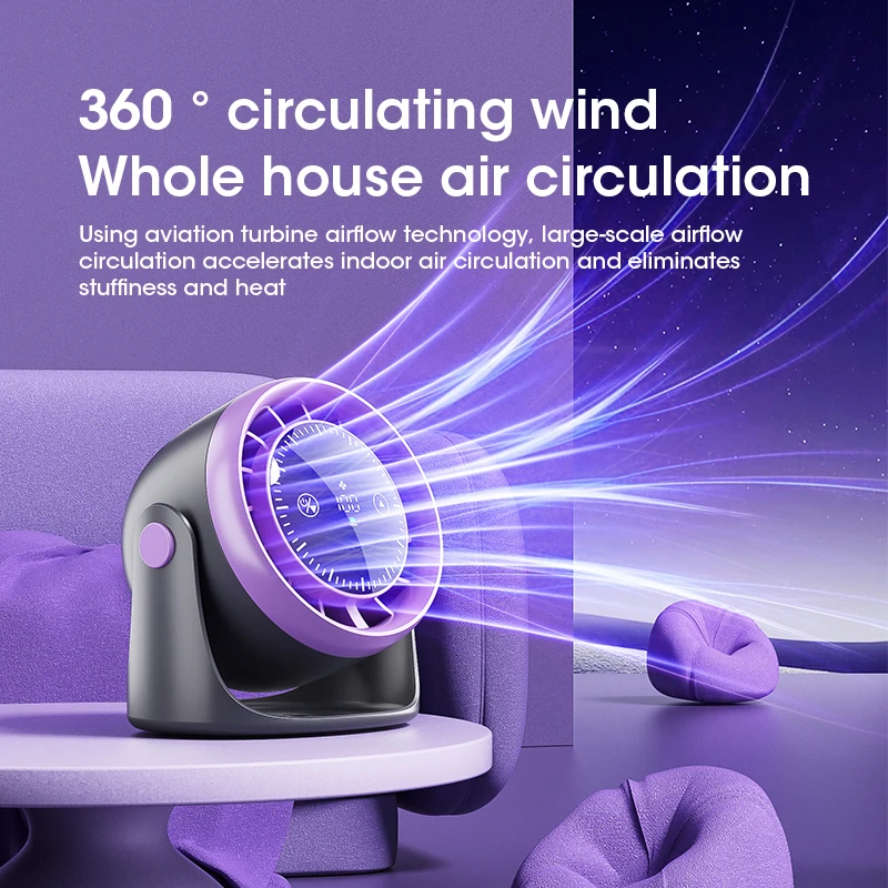 High-Speed Desktop Fan 100 Speed Adjustable Wall-Mounted Digital Display Turbine Air Circulation Fan with Charging Function