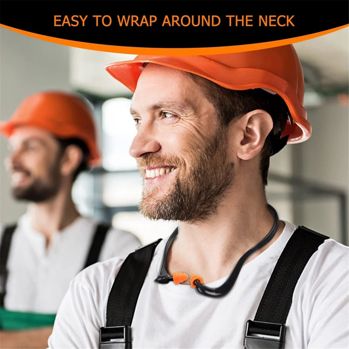 ABJZ 8 Pcs Ear Plugs Banded for Hearing Protection Reusable Washable Ear Protection with Silicone Tips for Lawn Mowing