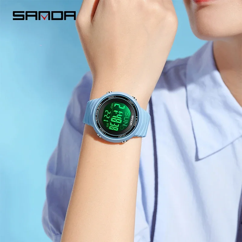 SANDA, reloj Digital deportivo para estudiantes a la moda, correa de silicona, cuenta atrás, luminoso, resistente al agua, 50M, reloj electrónico para hombre y mujer