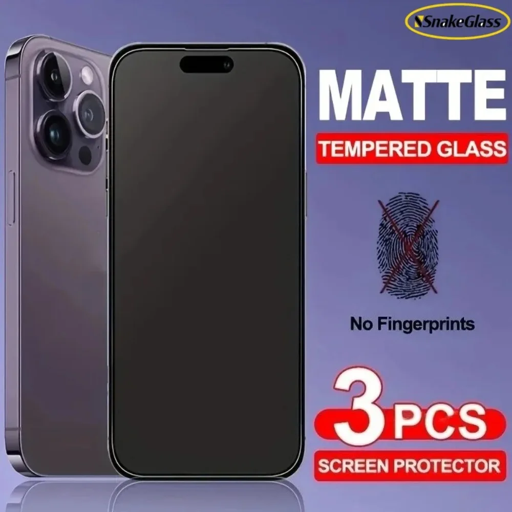 3er-Pack Mattes Panzerglas für iPhone 17 Pro Max 16 15 14 Pro Max 13 12 Mini 11 7 8 Plus XR XS Max Displayschutz Anti-Fingerabdruck